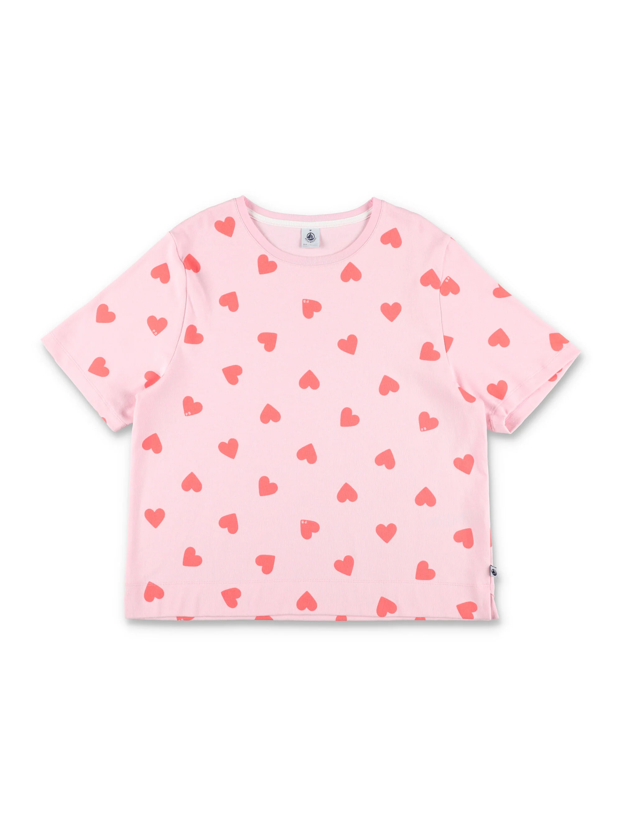 Petit Bateau Kids Heart Pajamas Rose Cotton Set