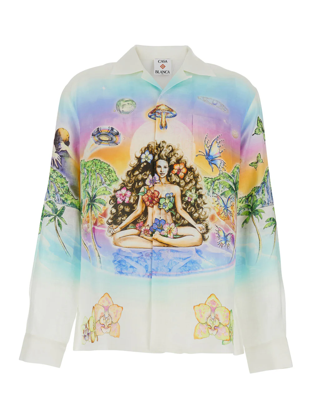 Casablanca Shirt Innocence Multicolor with Cuban Collar and All-Over Print in Linen for Men Blouses