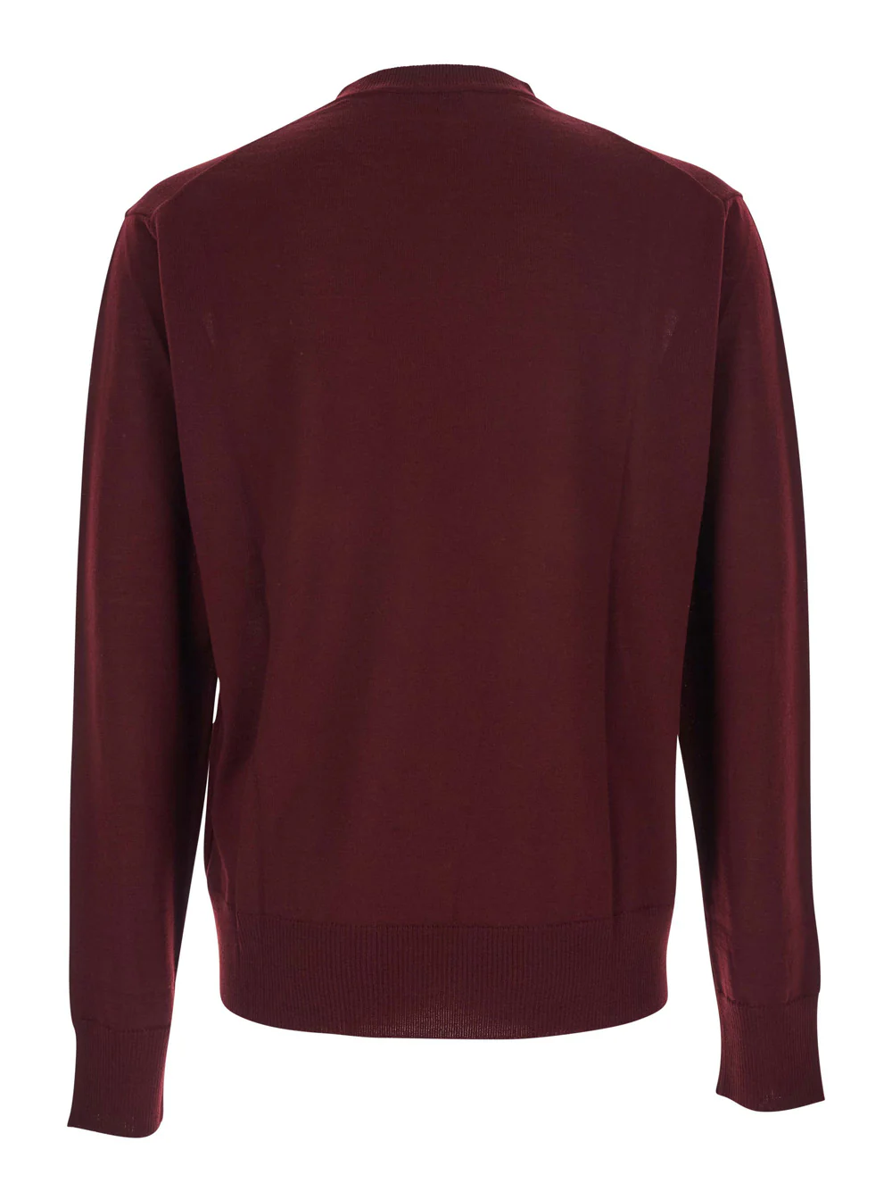 Vivienne Westwood Bordeaux Crew Neck Sweater with Dropped Shoulders and Orb Logo on the Front in Wool Blend Man Virgin Jersey