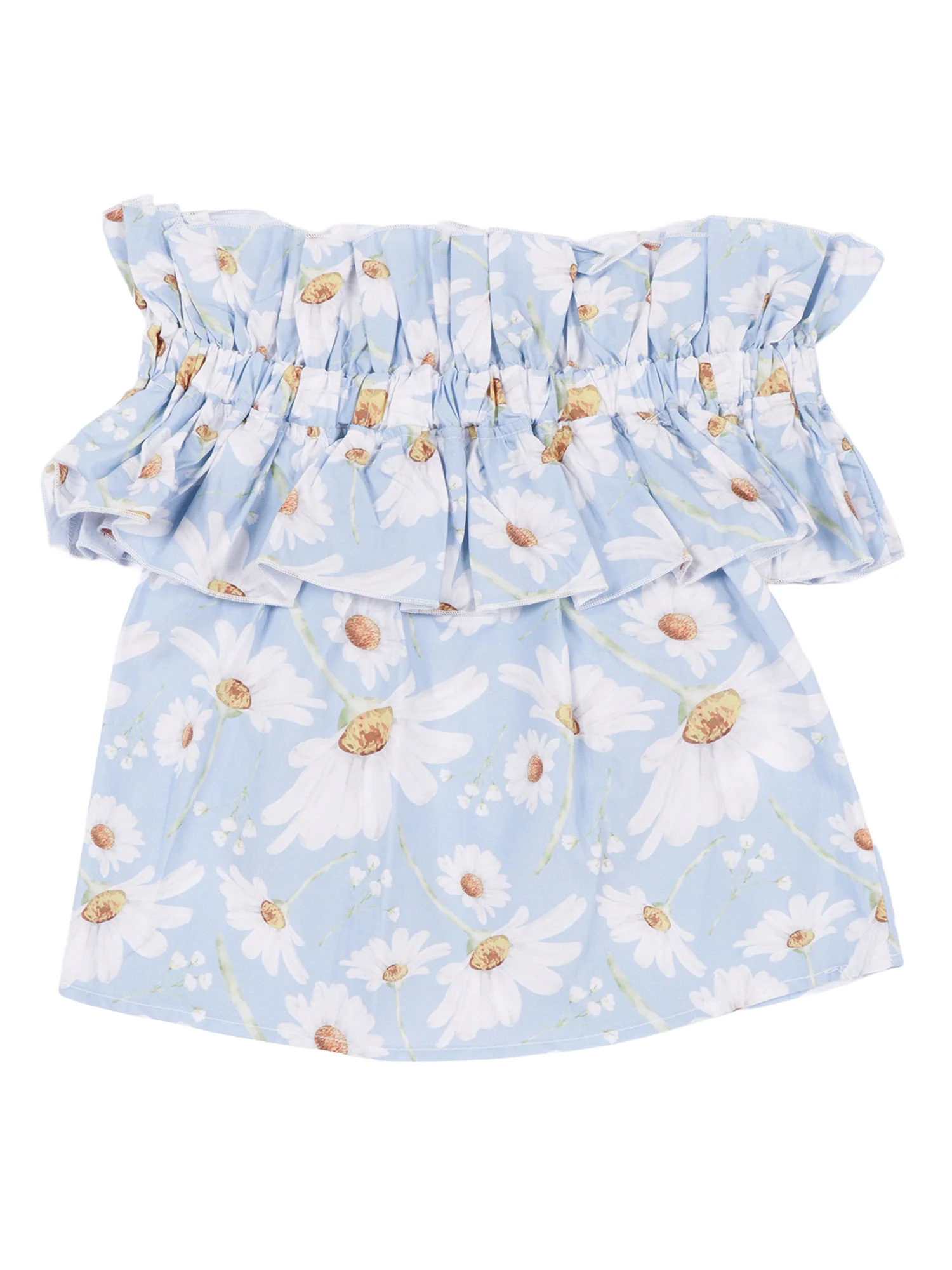 Magil Printed poplin ruffled top Light Blue