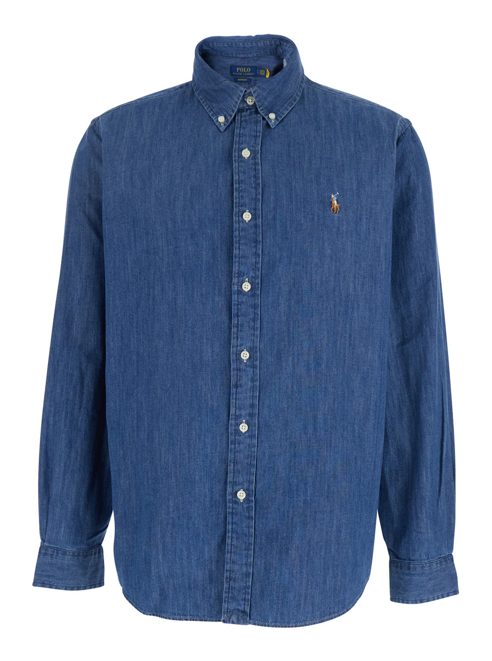 Polo Ralph Lauren Blue Long-sleeved Shirt with Classic Collar and Embroidered Pony Logo in Denim for Men Blu Blouses