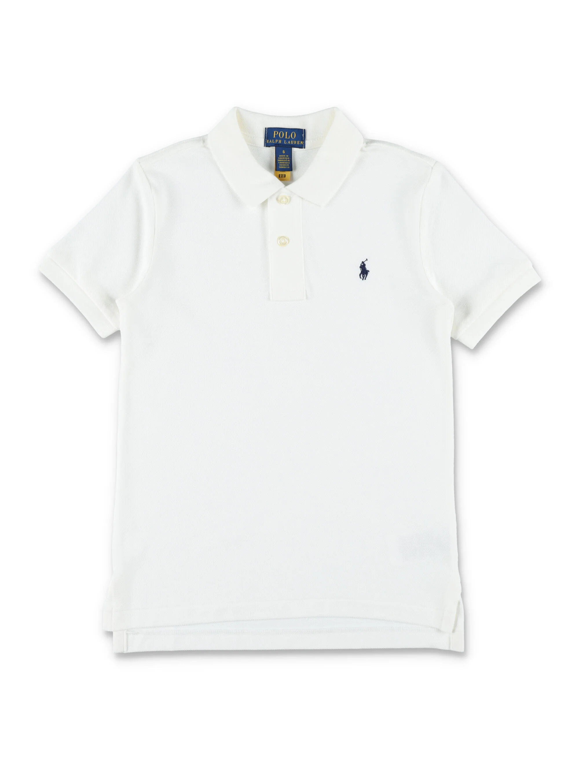 Polo Ralph Lauren Kids Slim Fit Cotton Piquet Shirt White Tshirt
