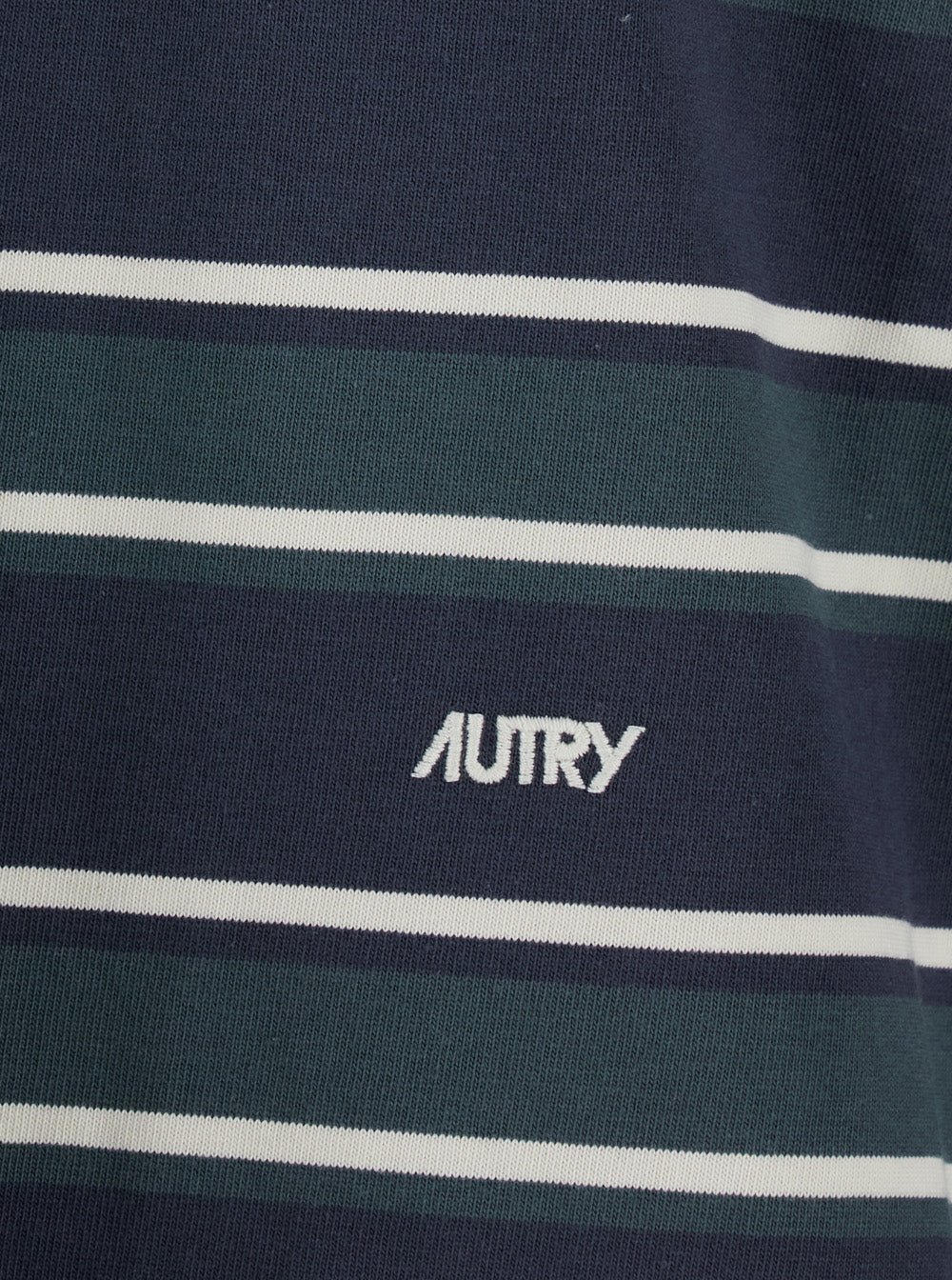 Autry Blue Polo Shirt with Classic Collar and All-Over Striped Motif in Cotton Man Blu Tshirts