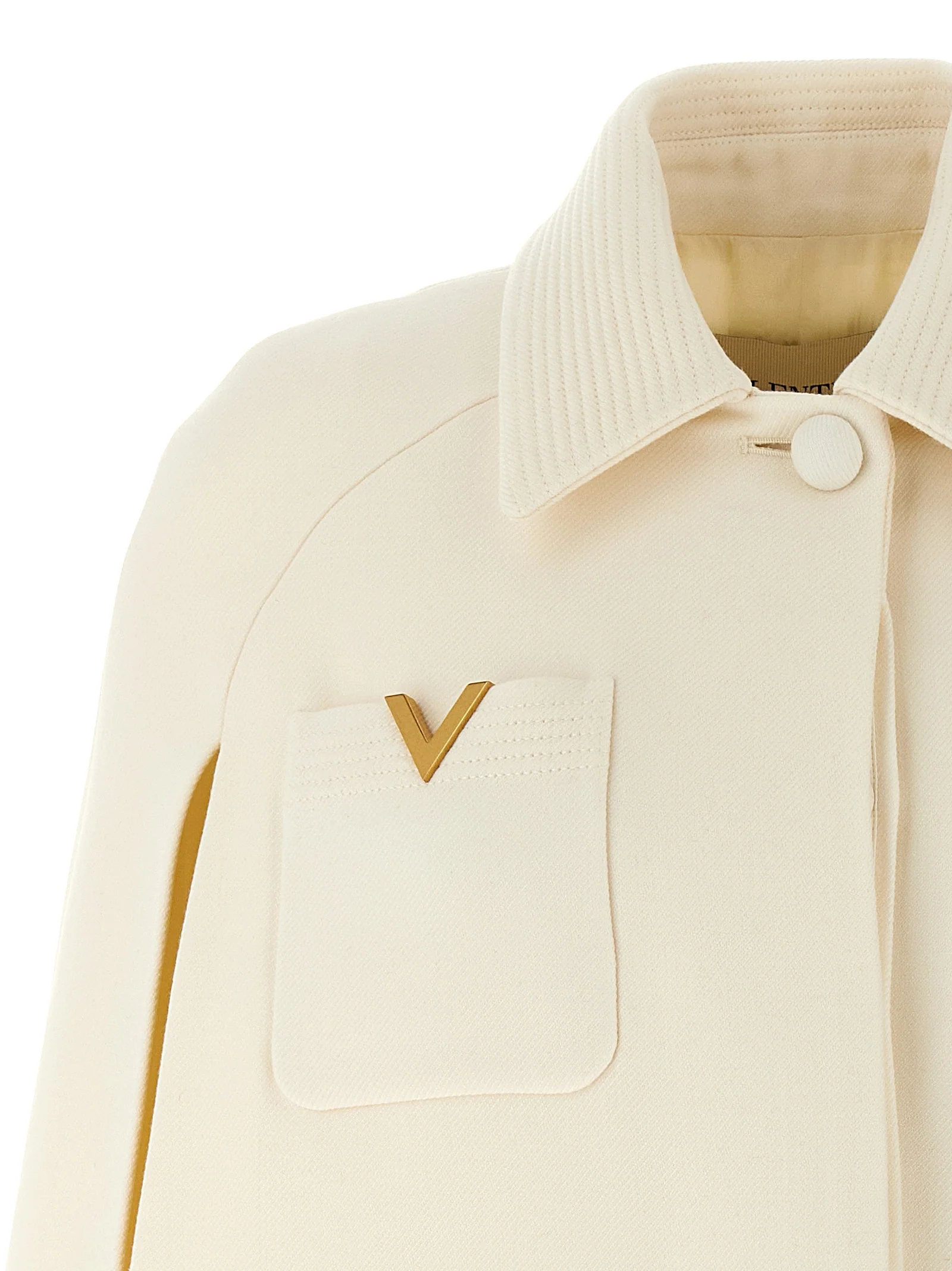 Valentino Garavani Drill hood White Virgin Wool Silk Capes
