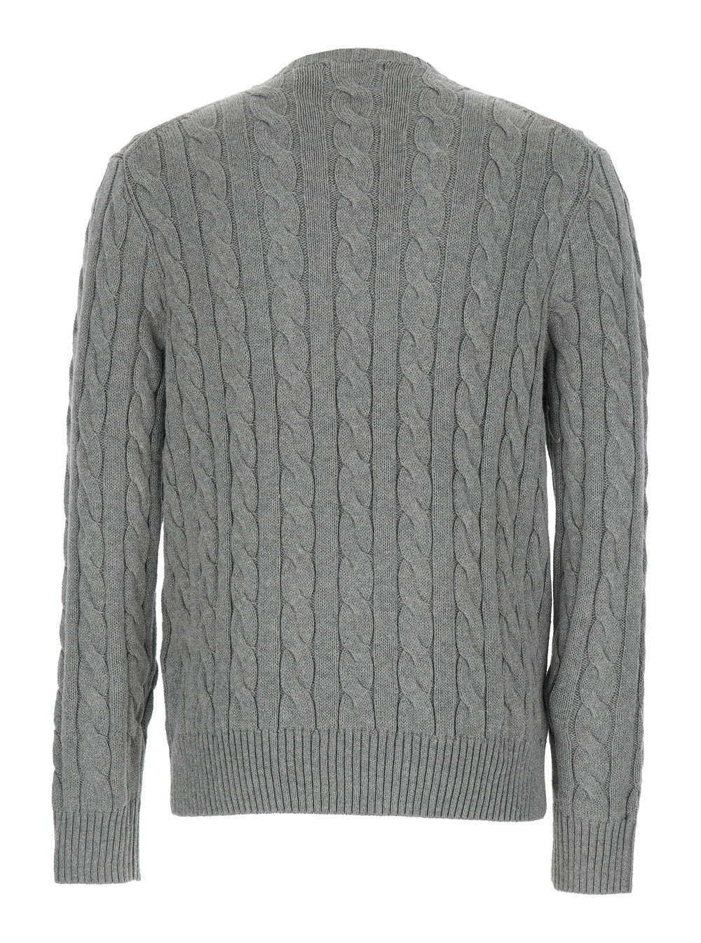 Polo Ralph Lauren Grey Crewneck Sweater with Pony Embroidery on the Front and Cable Knit in for Women Jersey