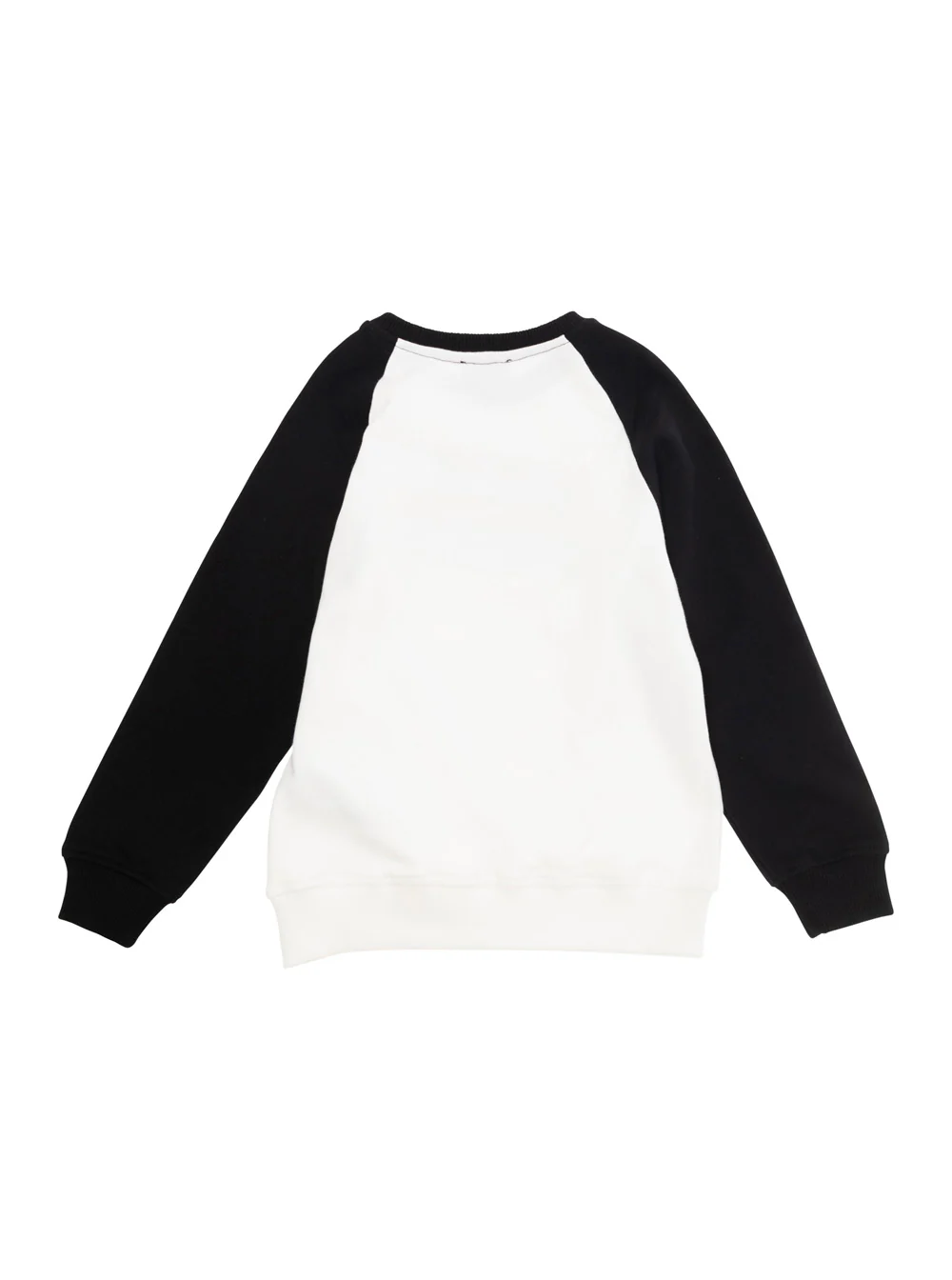 Moschino Kids White And Black Sweatshirt With Logo Contrasting Sleeves Cotton Boy Sweatshirts