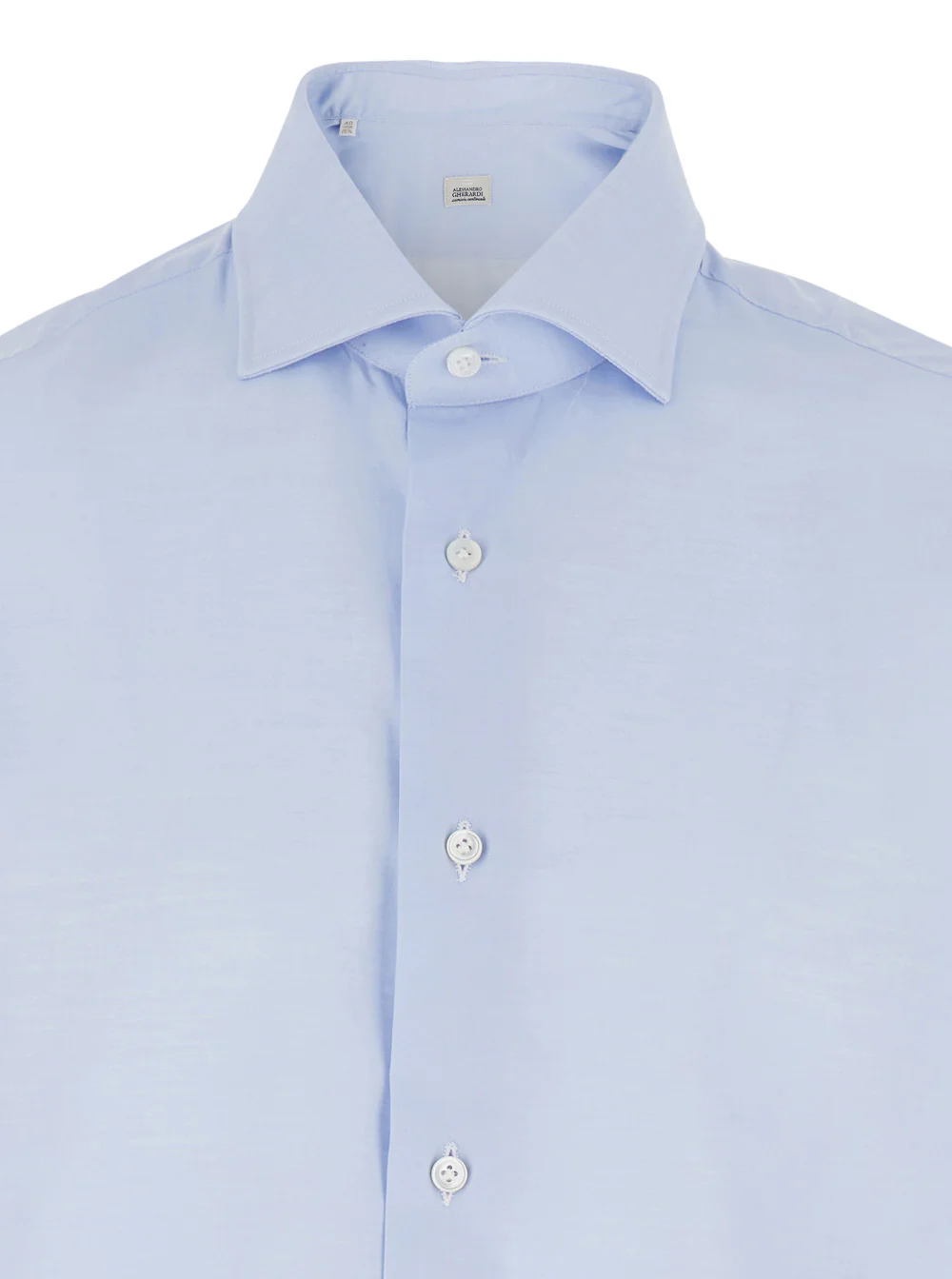 Gherardi Light Blue Shirt with Classic Collar in Cotton Blend Stretch Man And Blouses