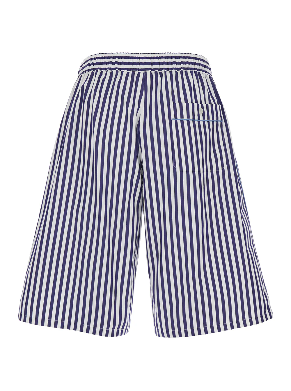 Dolce & Gabbana Blue Bermuda Shorts with Striped motif and Elastic Waist In Cotton for Men Blu