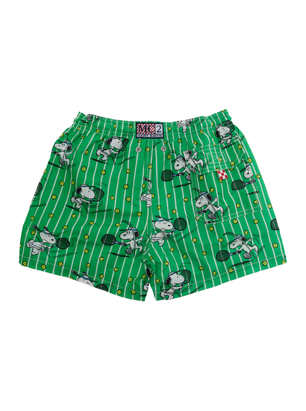 Mc2 Saint Barth Kids JEAN - SNOOPY TENNIS DOUBLE STRIPES Green Swimsuit Beachwear