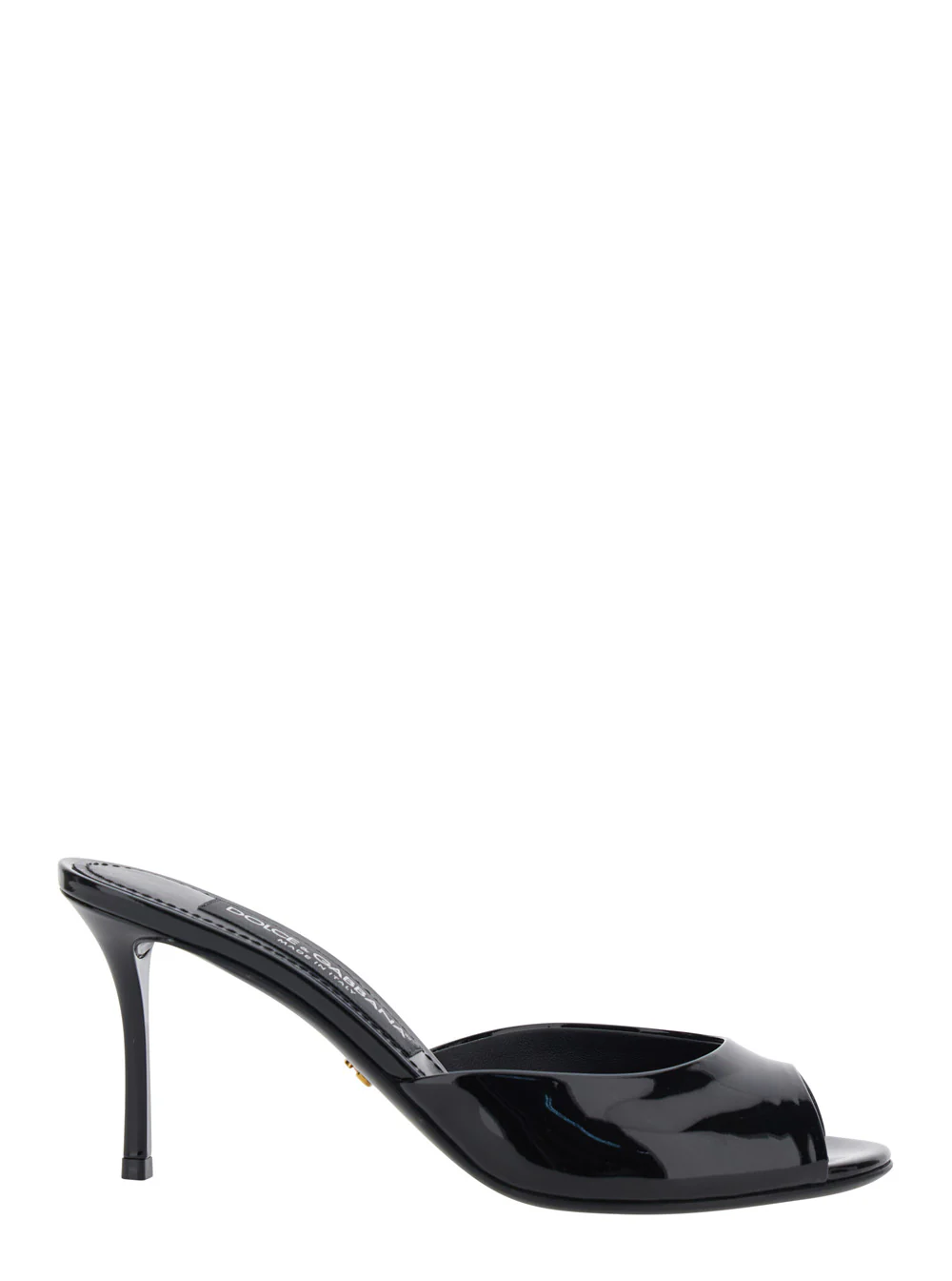 Dolce & Gabbana Black Leather Pointed Toe High Stiletto Sandals for Women Calf Heels