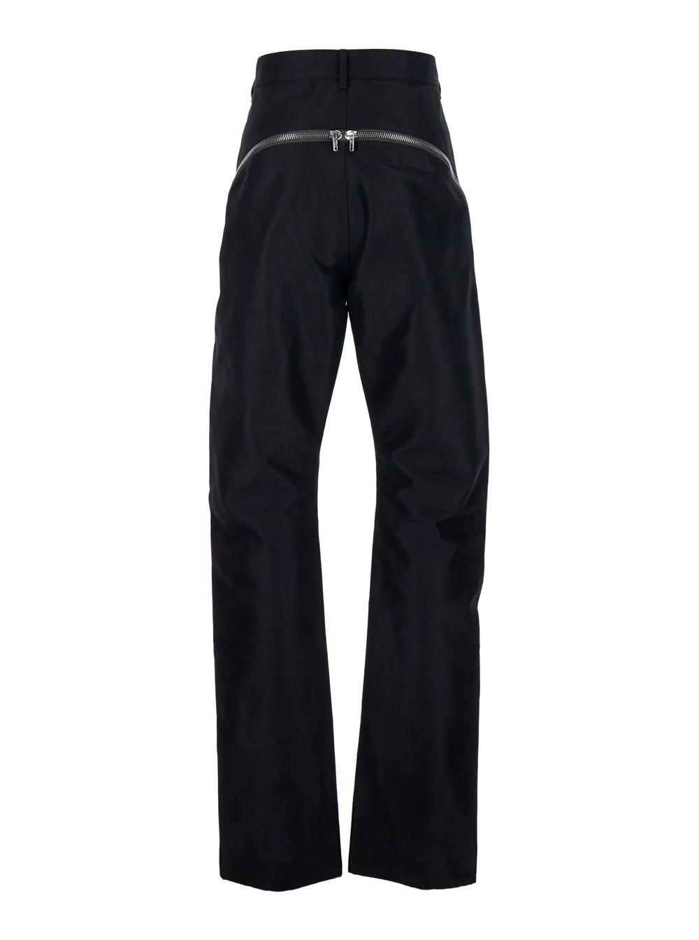 Rick Owens Mens Bolan Banana Black Stretch Cotton Pants with Zip Details Nylon Trousers