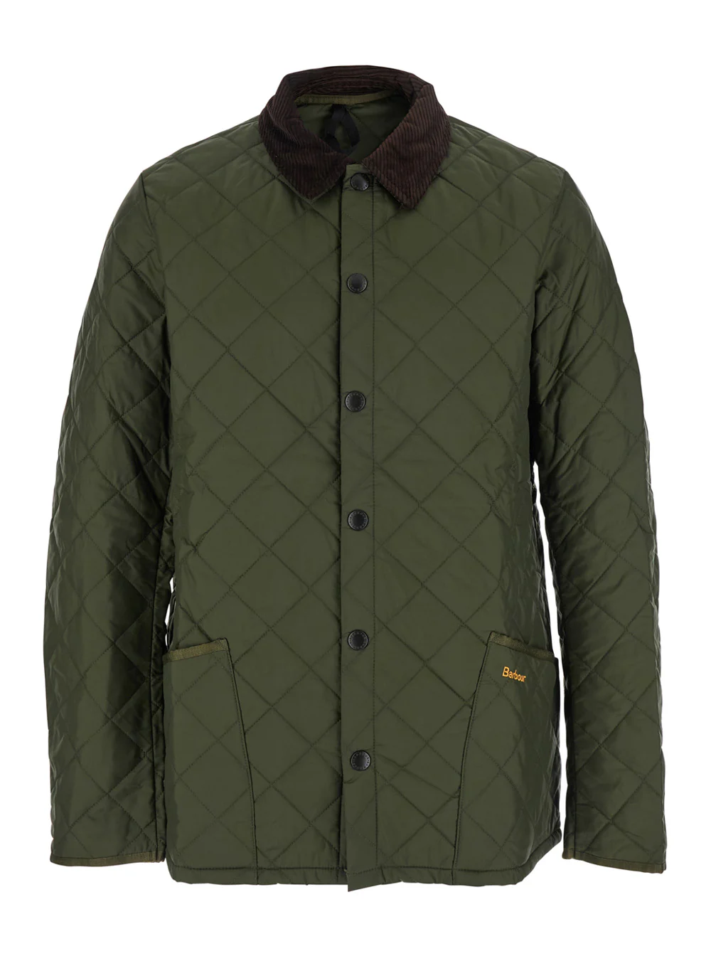 Barbour Jacket Heritage Liddesdale With Classic Ribbed Collar And Logo Lettering On The Front Green Tech Fabric For Men Polyamide