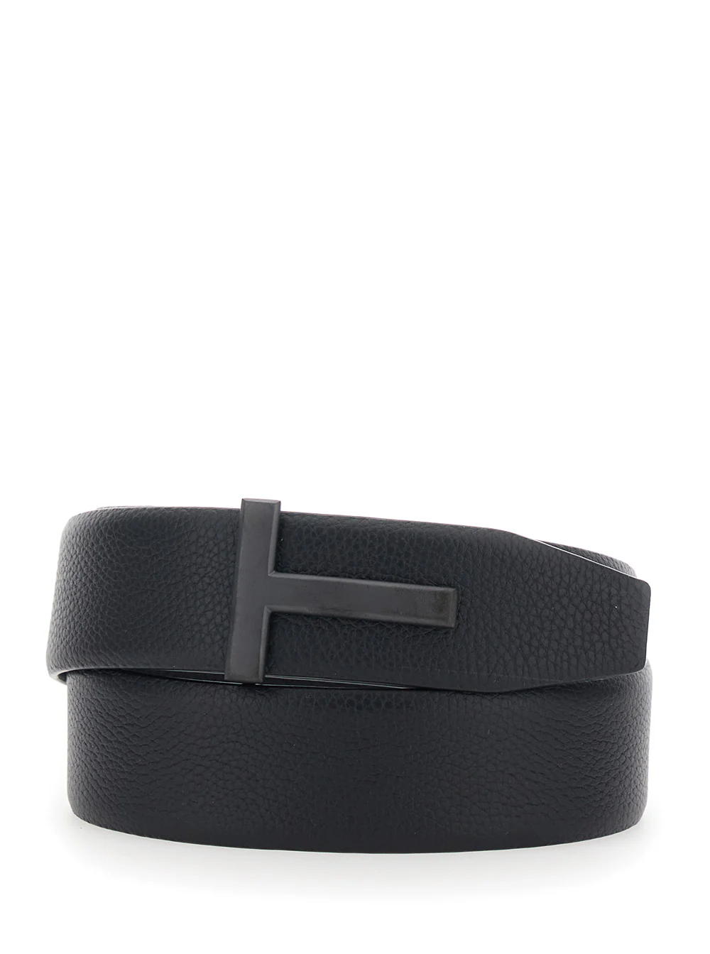 Tom Ford 4cm Soft Grainy Leather Black Calf Belt