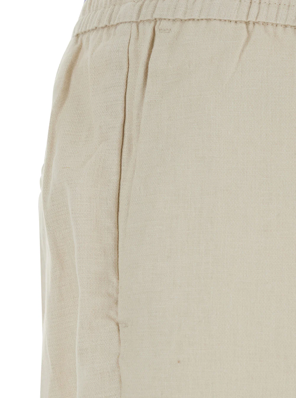 Calvin Klein Pants STRAIGHT LINEN PULL ON White with elastic waist and side pockets in Women Cotton Trousers