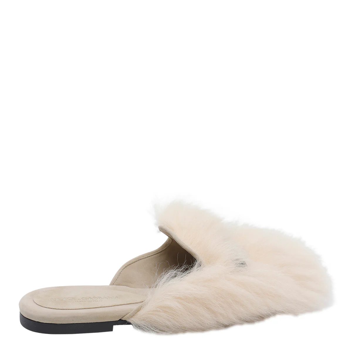 Dolce & Gabbana Sandals White Real Fur/rubber Sole