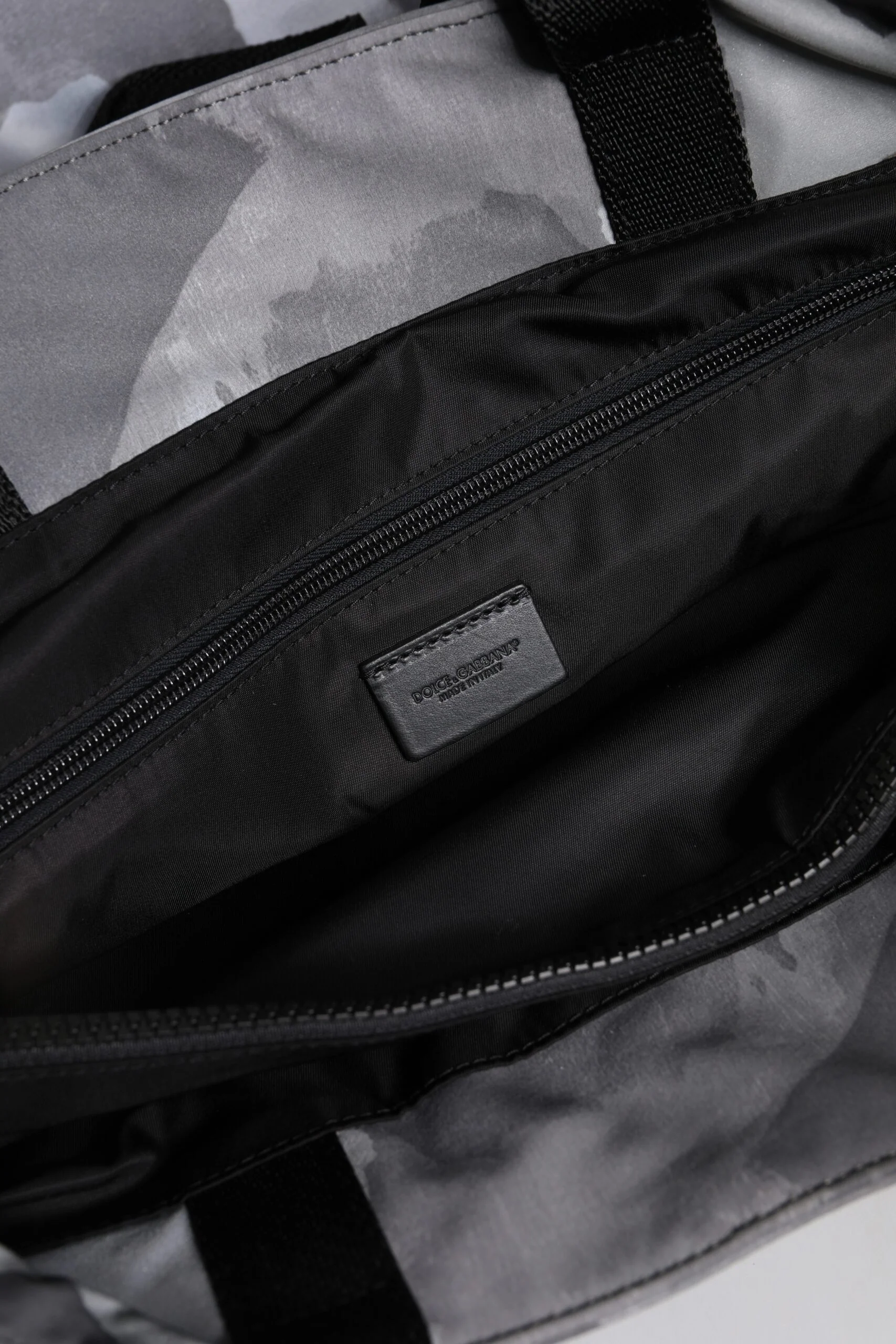Dolce & Gabbana Black Camouflage Shoulder Strap Logo Plaque Bag Cotton Nylon Polyester Calf