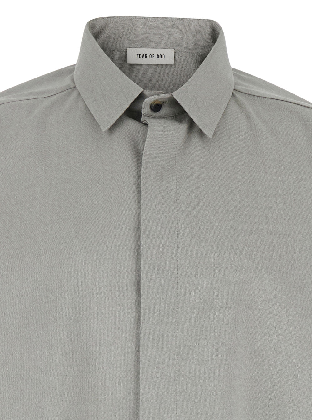 Fear Of God Grey Shirt with Classic Collar and Logo Patch on the Rear in Cotton Wool Blend Man Virgin Elastane Blouses