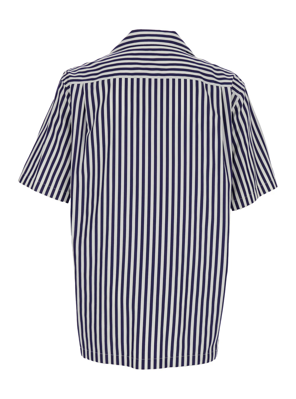 Dolce & Gabbana Blue Bowling Shirt with Cuban Collar and All-Over Striped Motif in Cotton for Men Blu Blouses