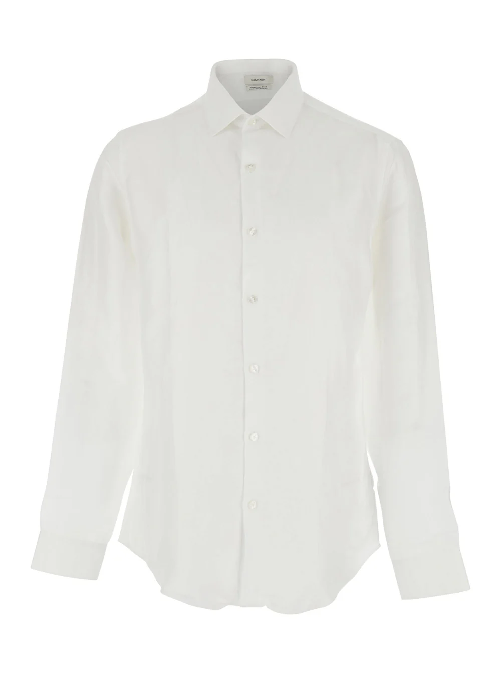 Calvin Klein Shirt SLIM REF LINEN BLD SLD White with Classic Collar and Long Sleeves in for Women Lyocell Blouses