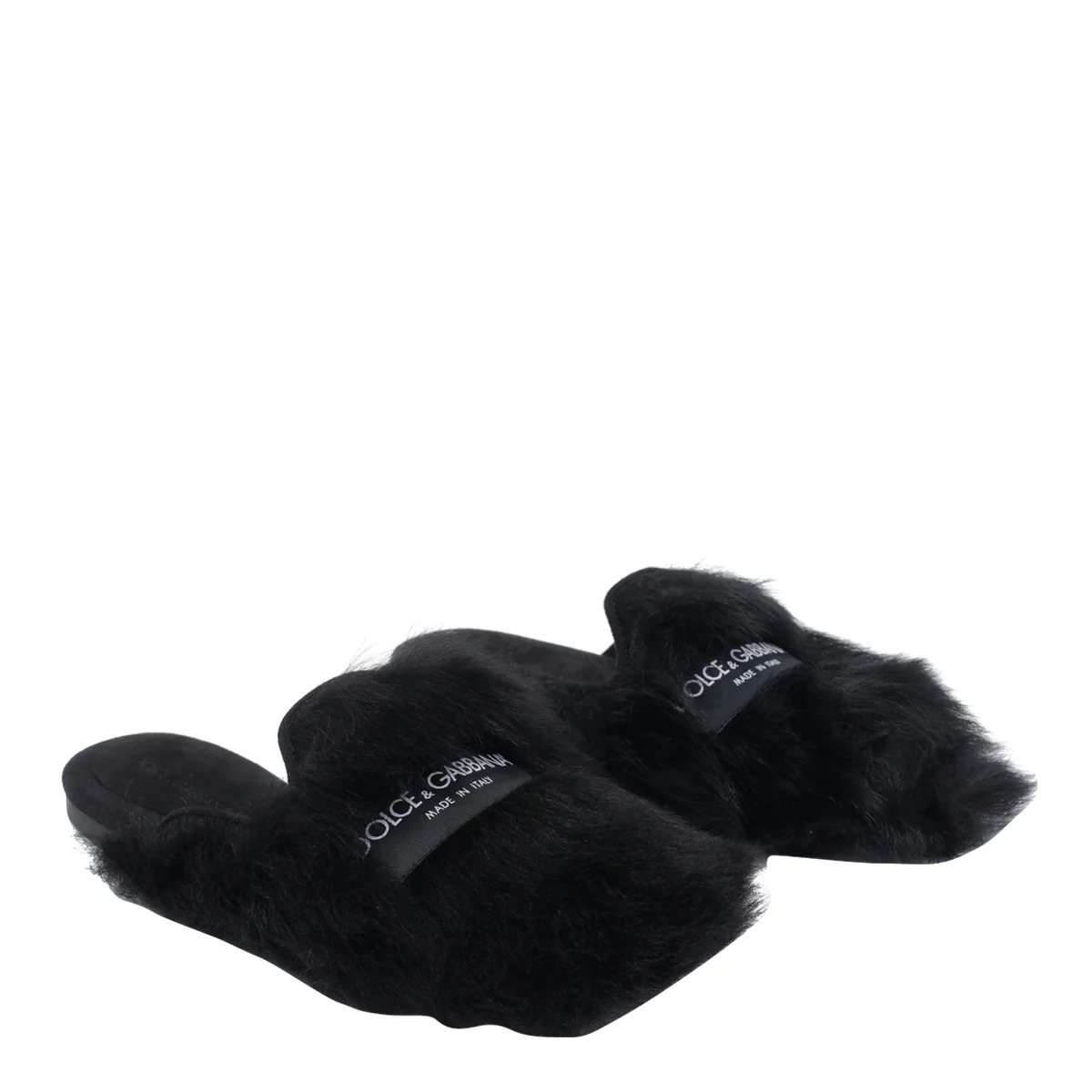 Dolce & Gabbana Sandals Black Real Fur/rubber Sole