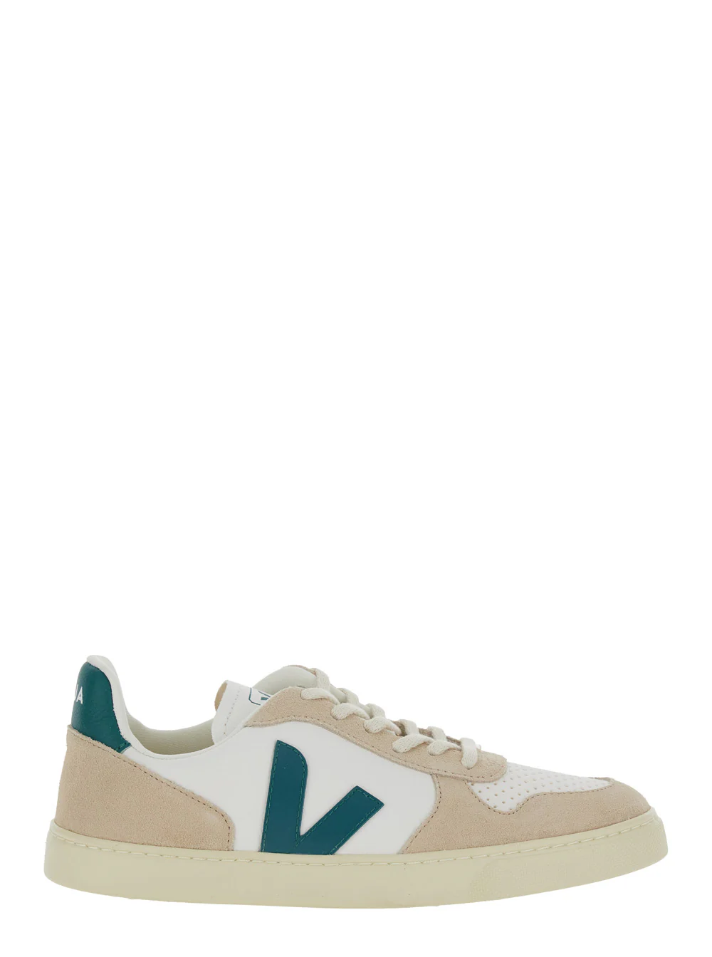 Veja Kids Sneakers SMALL V-10 White with leather detail for Women Organic Traced