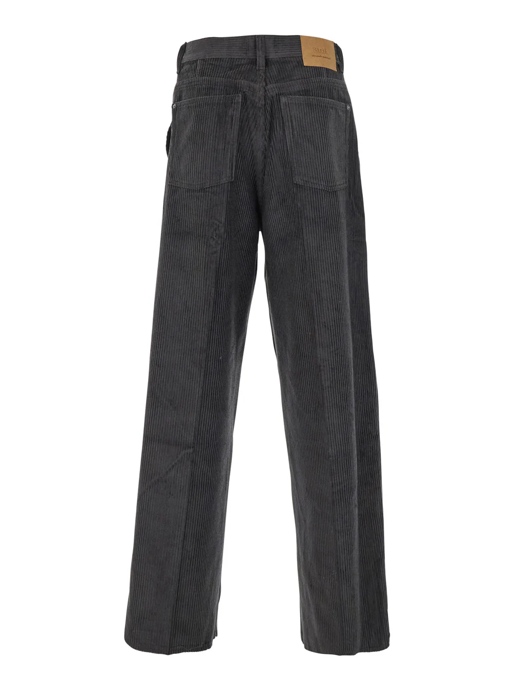 AMI Paris Brown Trousers with Back Logo Patch in Velvet Man Grey Cotton
