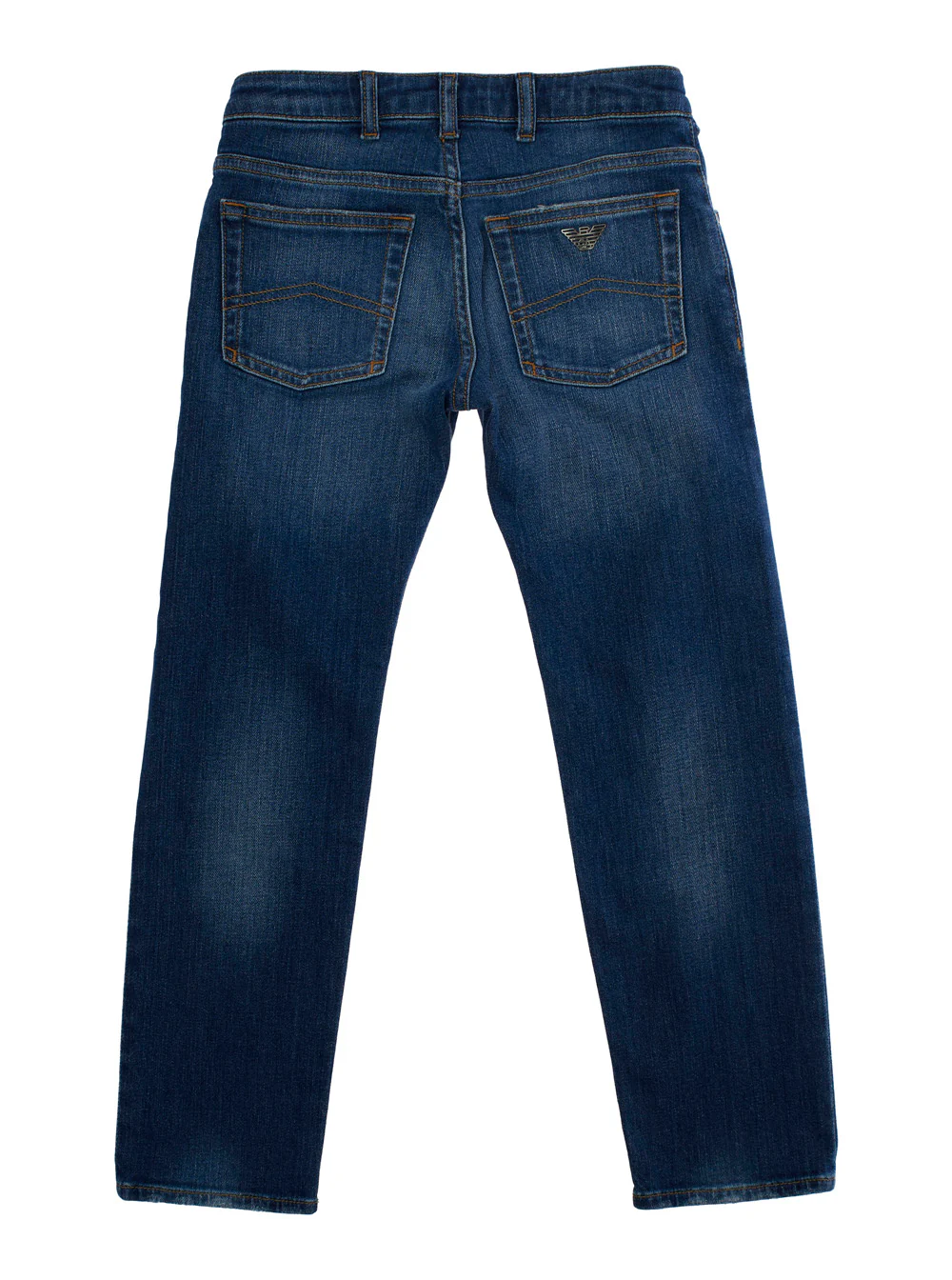 Emporio Armani Kids Blue Jeans with Belt Loops and Logo Detail on the Pocket for Kids Blu Cotton Trousers