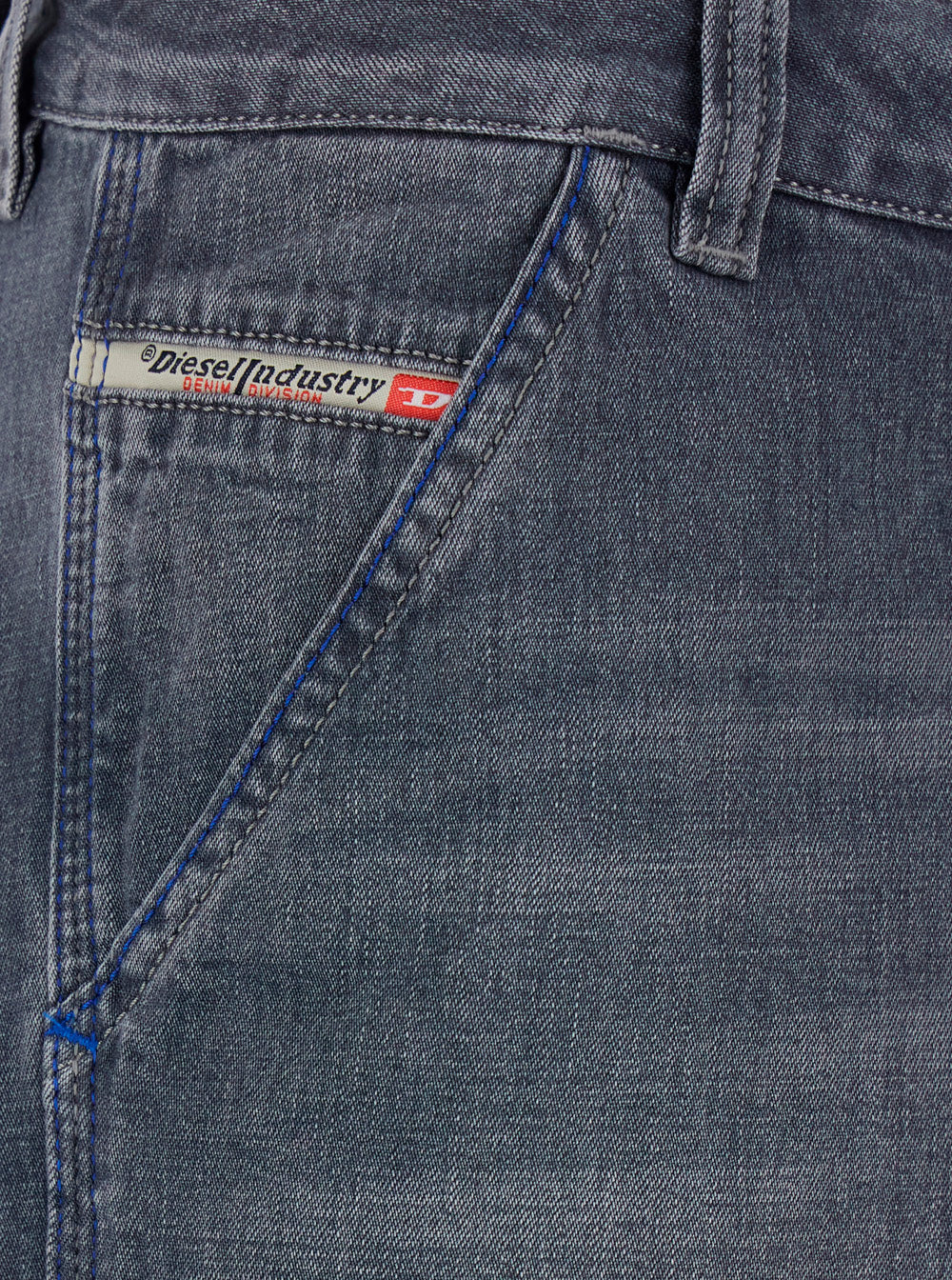 Diesel D-LIVERY-W Blue Cotton Denim Five-Pocket Jeans for Men Grey