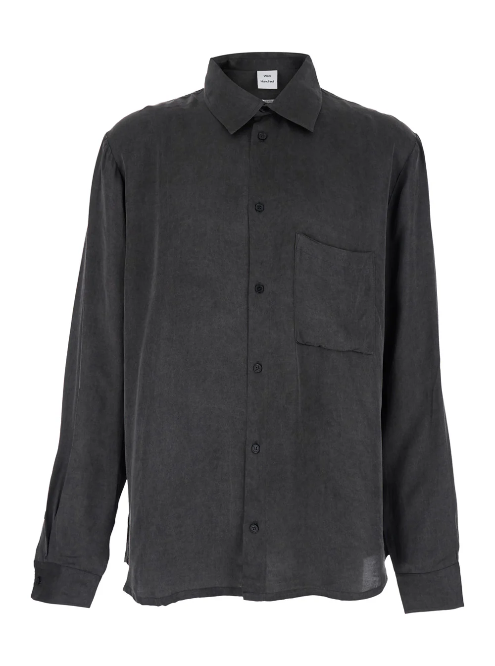 Won Hundred Shirt PETE Black with Classic Collar and Front Closure in Tech Fabric Men Blouses