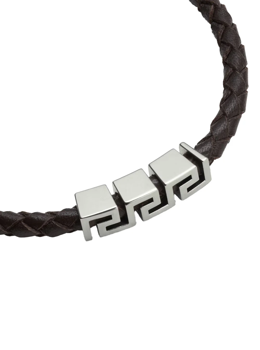 Versace Black Bracelet with Metal Plate and Pendant Detail in Leather for Men Metallic Calf