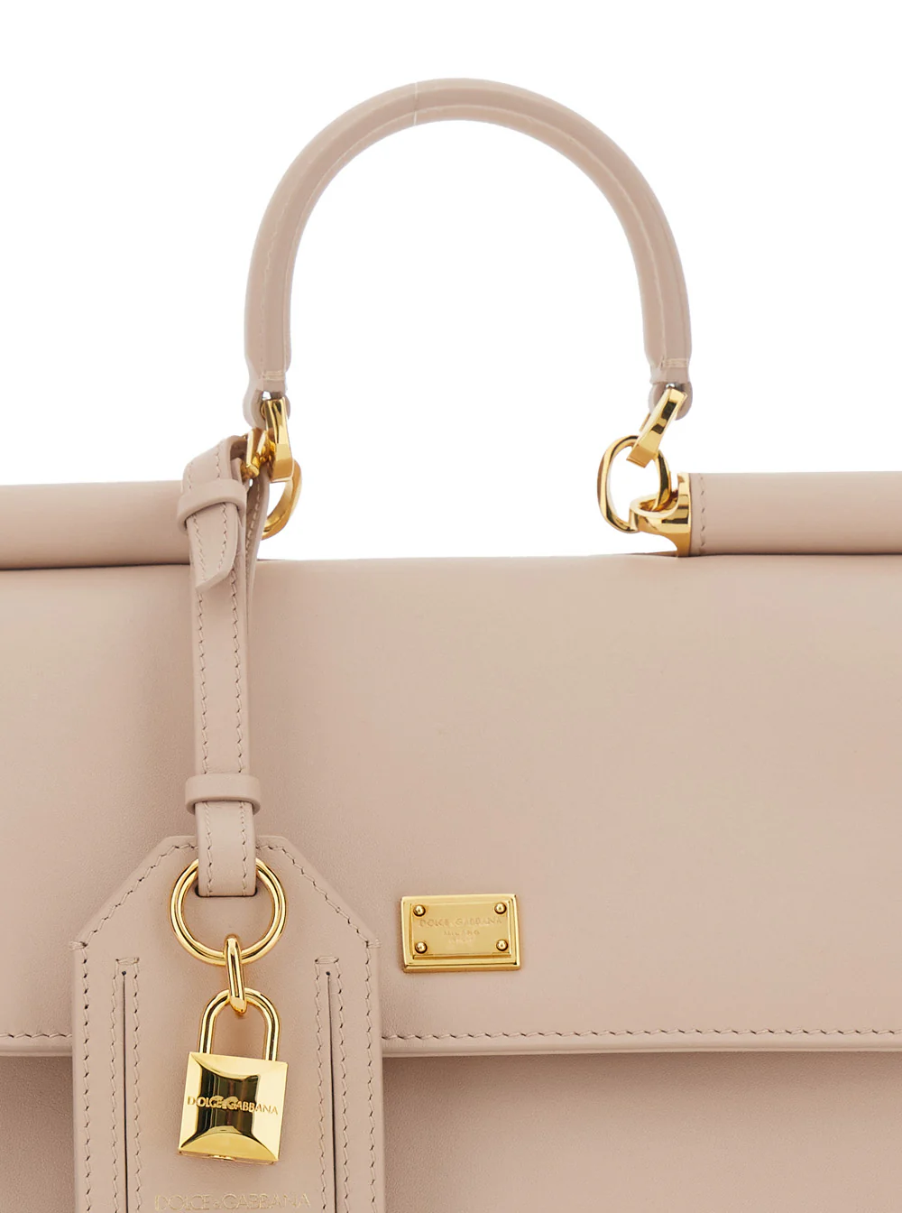 Dolce & Gabbana My Sicily Pink Small Handbag with Padlock Detail in Leather for Women Calf Pvc Hand Bags
