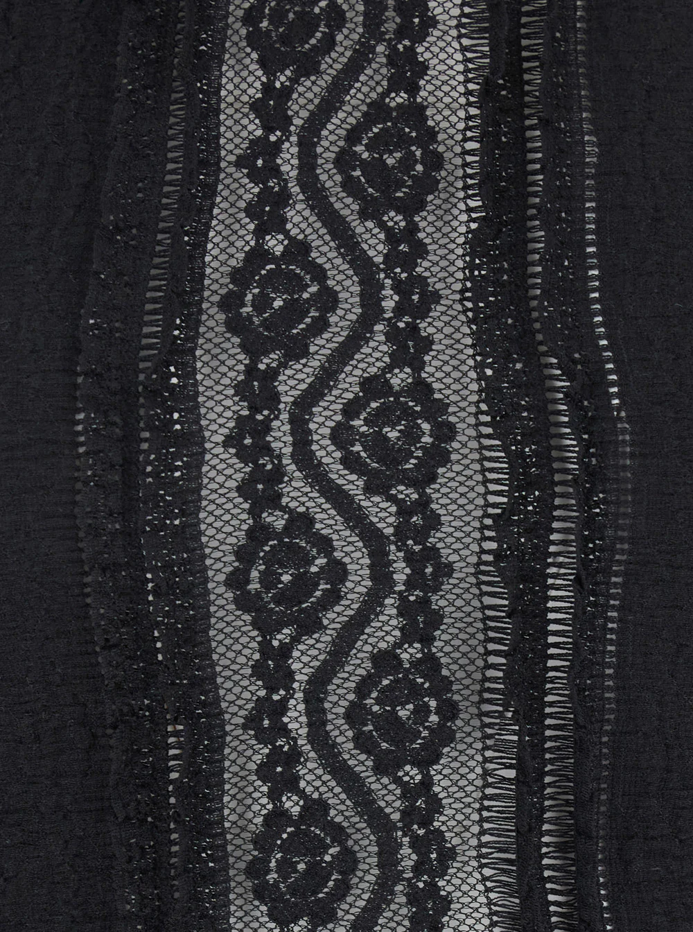 Charo Ruiz Asteria Black Top With Embroidery Details And Semi-Transparent Design Cotton Tech Fabric Blend Woman Nylon Spandex Tops