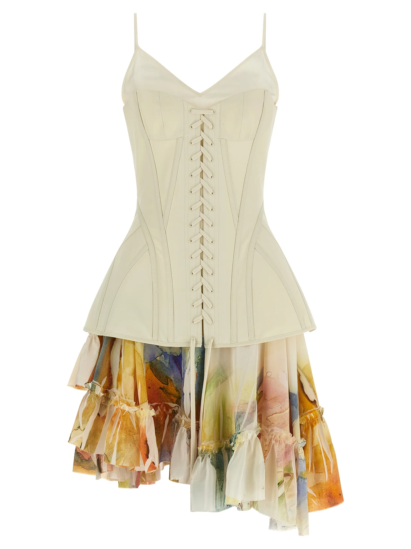 Alexander McQueen Corset Dress White Cotton