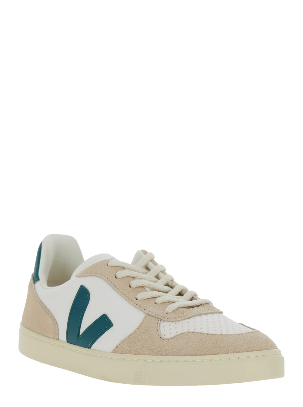 Veja Kids Sneakers SMALL V-10 White with leather detail for Women Organic Traced