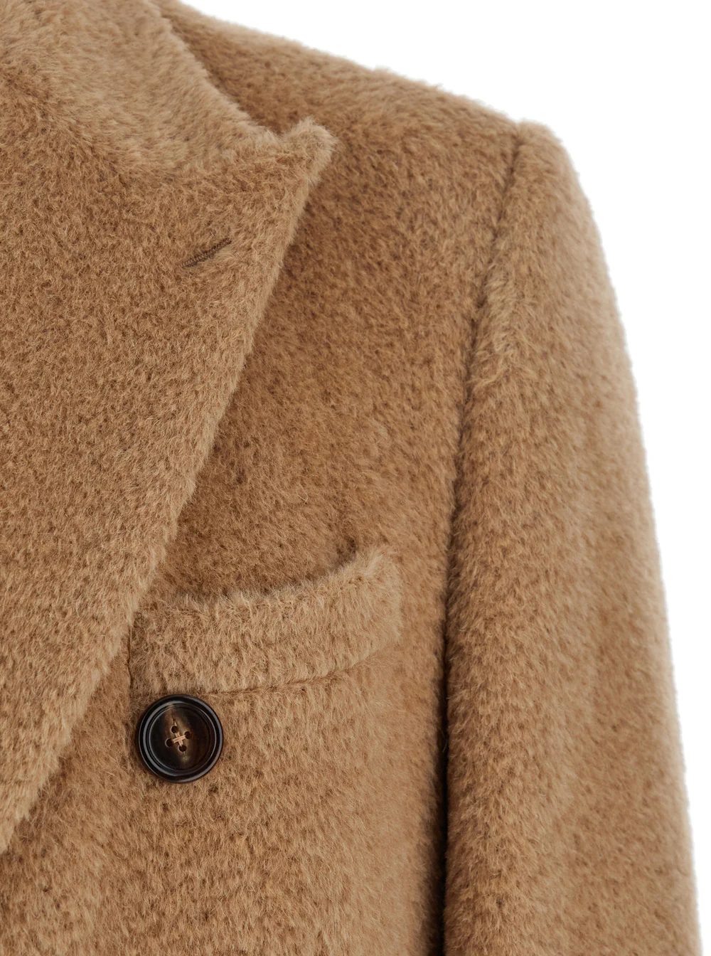 Dolce & Gabbana Beige Double-Breasted Coat with Peak Revers in Wool Blend Man Llama Virgin Polyamid Outerwear