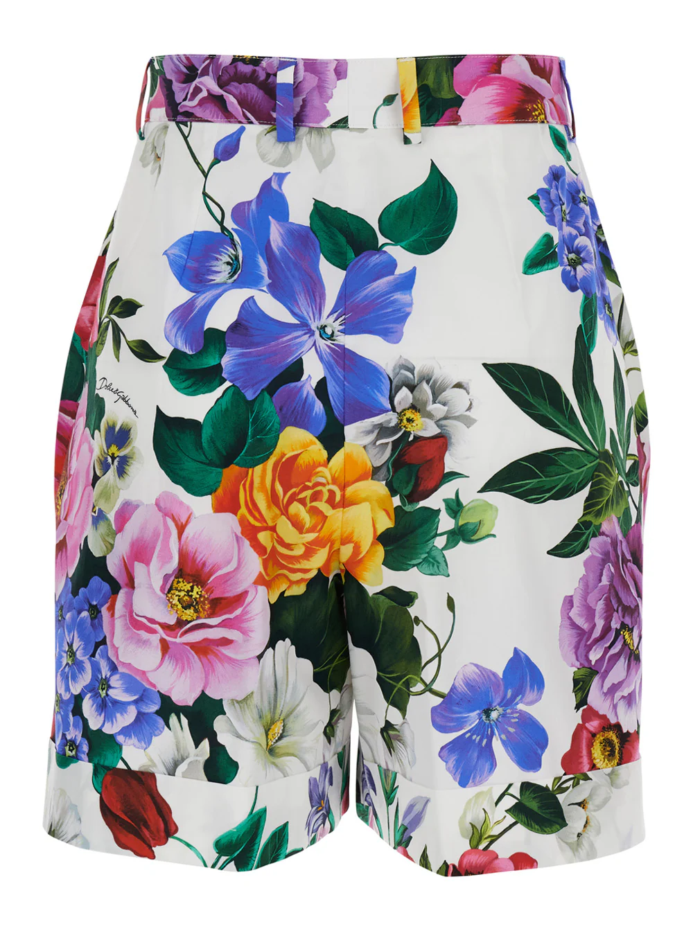 Dolce & Gabbana Multicolor Bermuda Shorts with All-Over Floral Pattern Print in Cotton Woman And