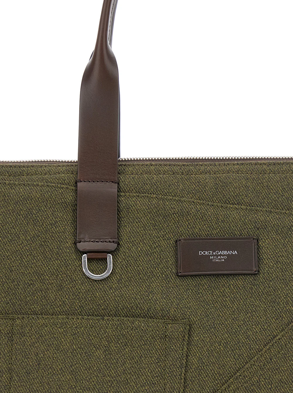 Dolce & Gabbana Adamo Green Shopper Bag with All-Over Print in Cotton Man Calf Tote