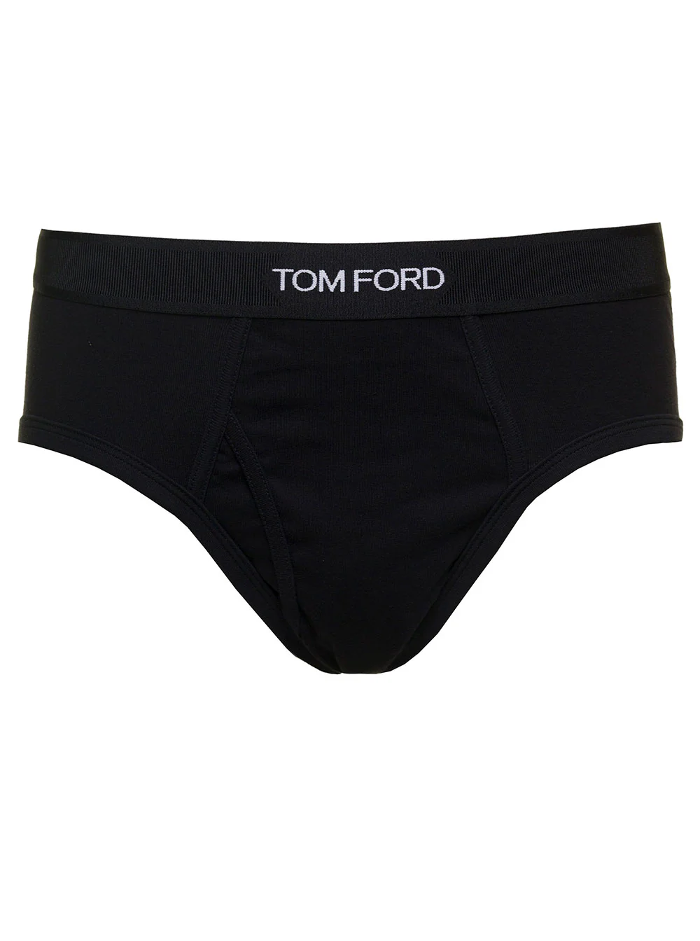 Tom Ford Black Briefs with Logged Waistband in Cotton Stretch Man Elastane Underwear