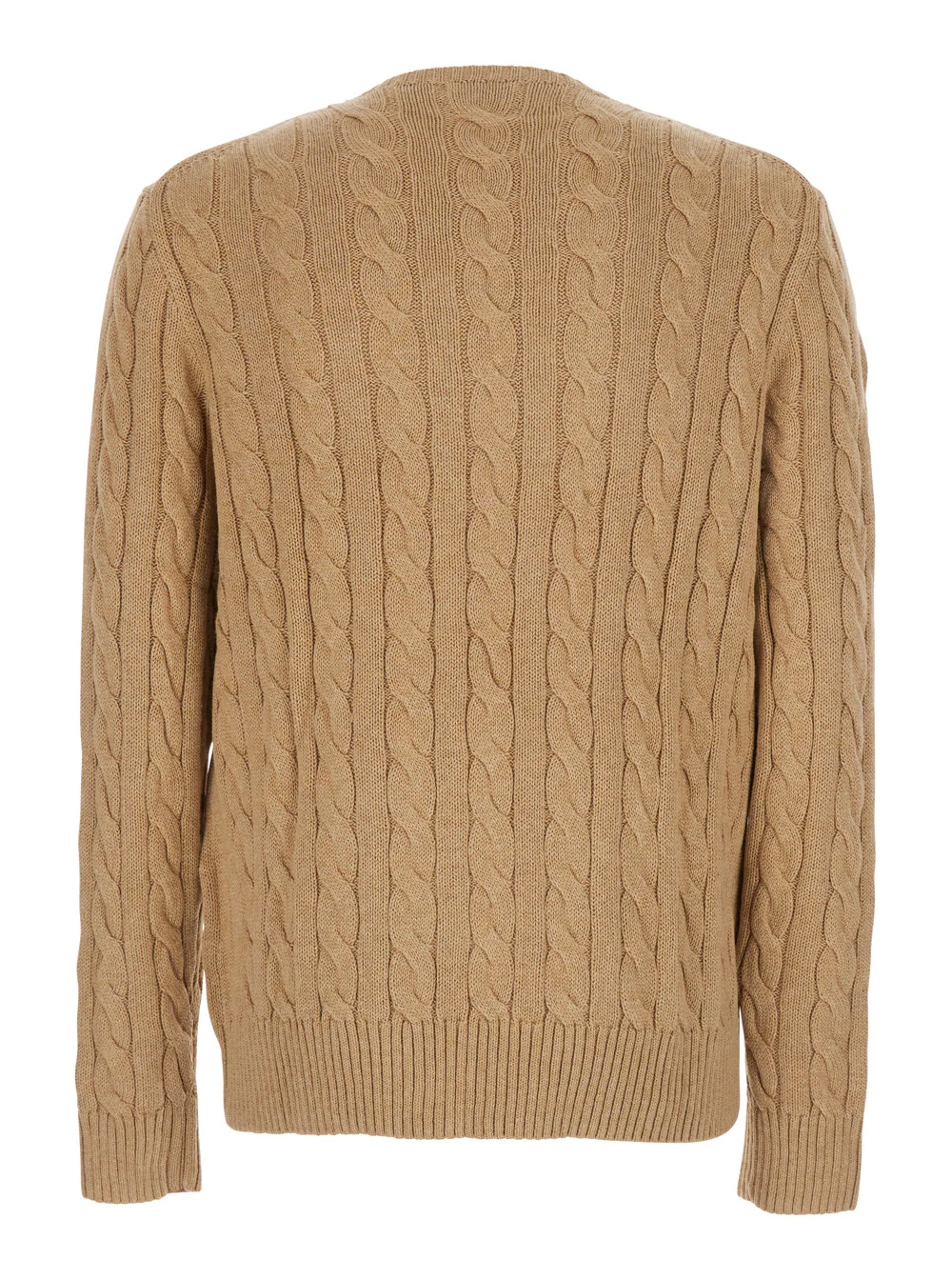 Polo Ralph Lauren Long Sleeve-Pullover Cable Di Cotone Beige Jersey
