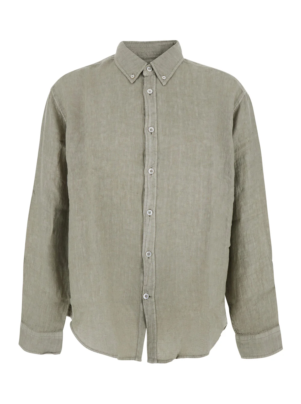 Coor Beige Shirt Linen Dyed Oversized With Long Sleeves And Traditional Collar For Women Blouses