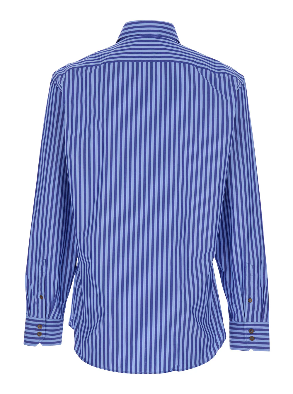 Vivienne Westwood Blue Long-Sleeved Shirt with classic collar and all-over striped motif incotton for men Blu Cotton Blouses