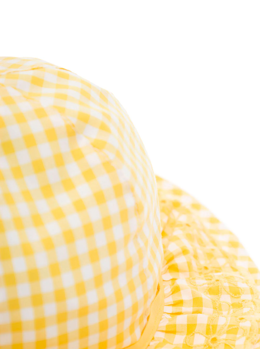 Monnalisa Kids Monnalisa Girl White And Yellow Vichy Cotton Hat Gloves