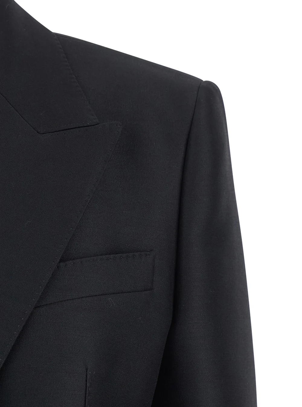Dolce & Gabbana Black Double-Breasted Jacket with Peak Revers in Wool and Silk Woman Virgin Blazers