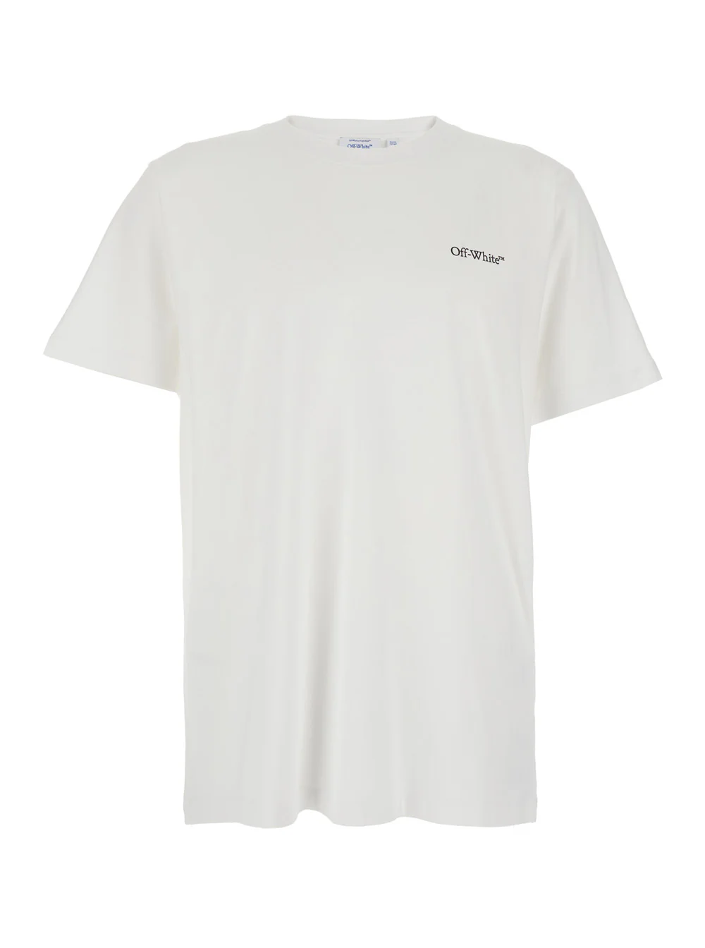 Off-White White Cotton Crew Neck T-shirt with Front and Back Logo for Men Tshirts Polo Shirts