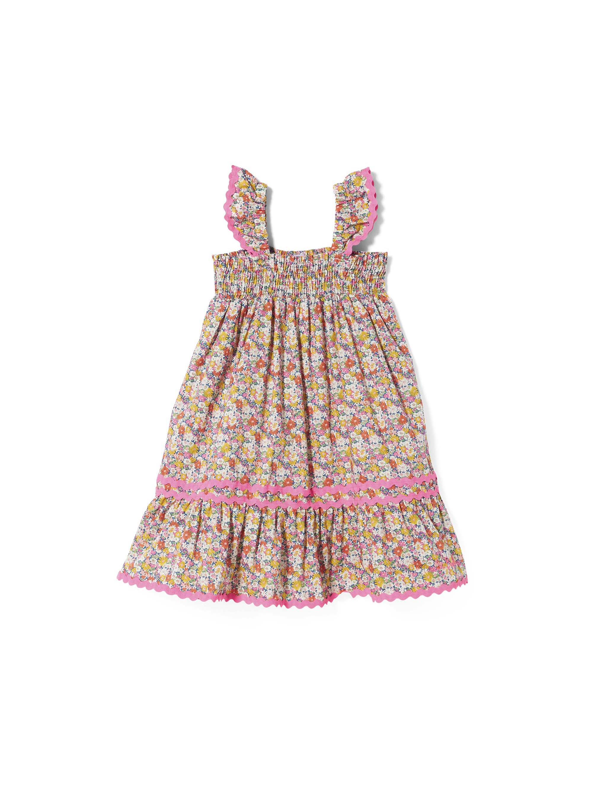 Mc2 Saint Barth Girl Dress With Liberty Flower Print | Made Fabric Blue