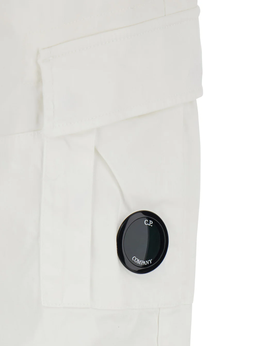C.P. Company Cargo Pants RSCMPA743A005694G103 with Logo Plate on the Side and Two Pockets Front in White Stretch Cotton for Men Elastane Trousers