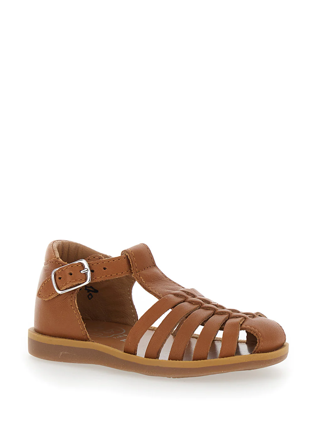 Pom D'Api Kids PITTI NAPPA Brown Leather Sandals Flat Shoes