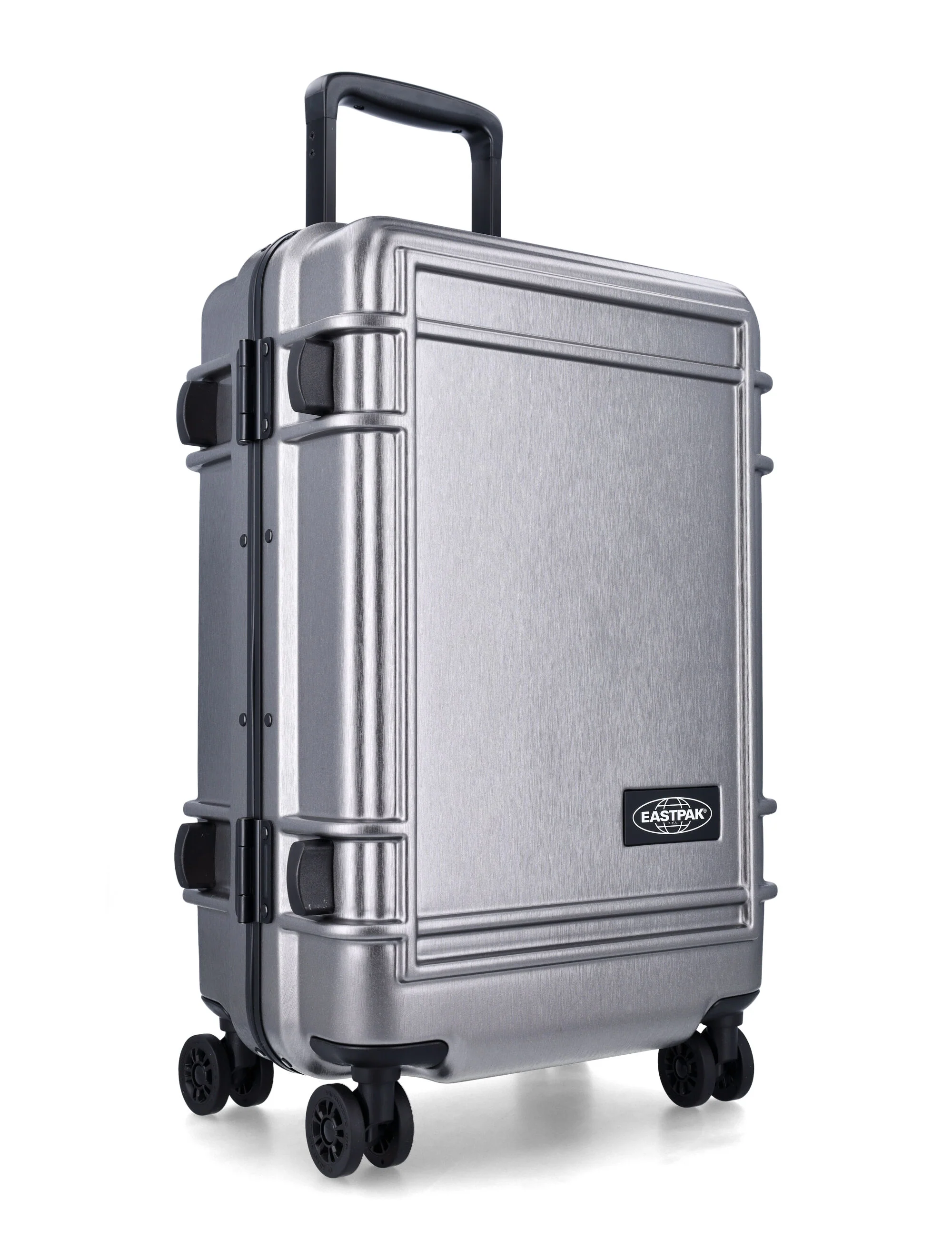 Eastpak Black Resistr Case S Hardshell Cabin Trolley Brushed Metal Polycarbonate Luggage
