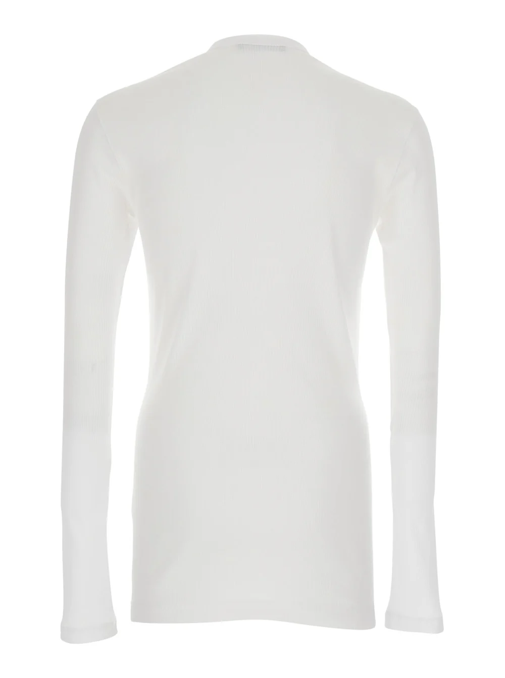 Dolce & Gabbana Serafino White Crew Neck T-Shirt with Long Sleeves and Logo Patch on the Front in Cotton for Men Tshirts Polo Shirts