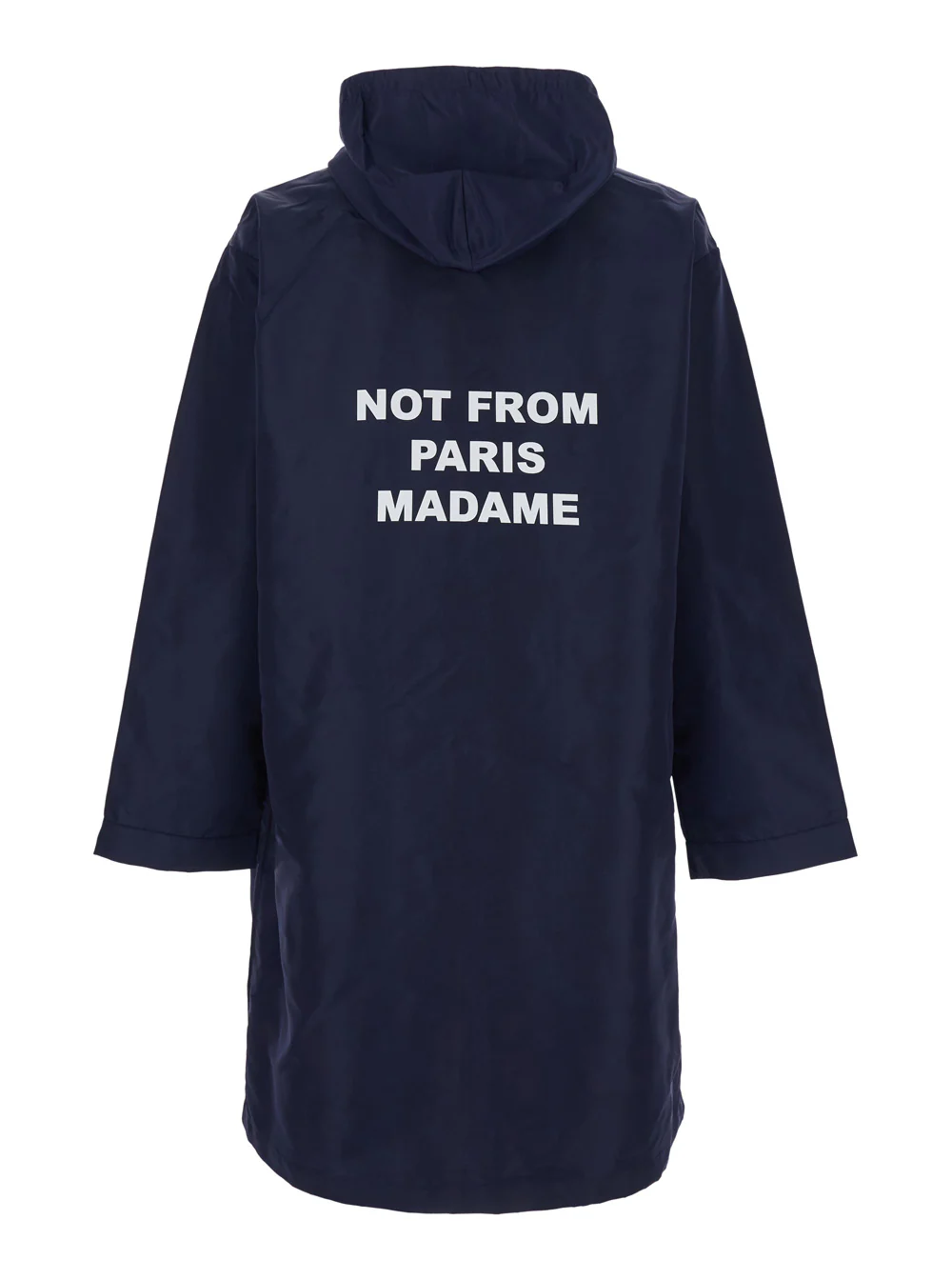 DrôLe De Monsieur Hooded Jacket with Fixed Hood and Slogan on Front Back in Blue Tech Fabric for Men Blu Nylon Outerwear